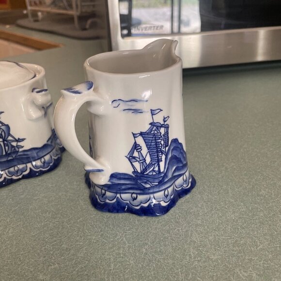 Sadek Blue Export, Creamer and Sugar Bowl With Lid - Picture 2 of 11